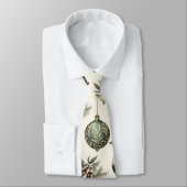 Cravate Ornements de Noël Sage Green et Gold (Attaché)