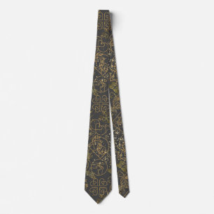 Cravate Ornements mariages motif en Gold D Grey BG
