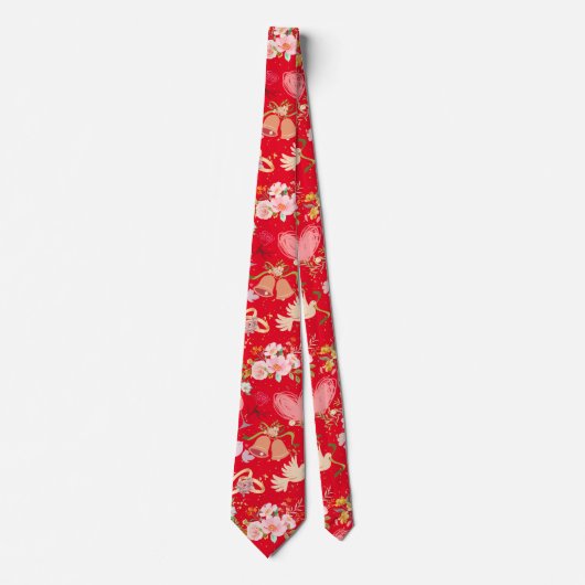 Cravate Ornements mariages motif Rouge BG (Devant)
