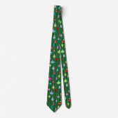 Cravate Ornements rétro Noël vert (Devant)