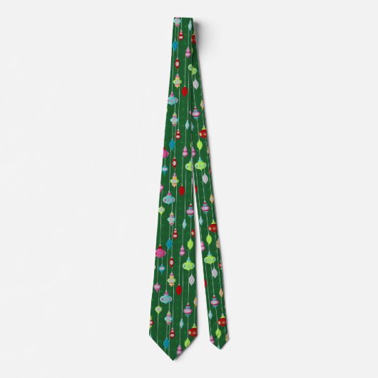 Cravate Ornements rétro Noël vert (Devant)
