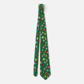 Cravate Ornements rétro Noël vert (Dos)