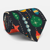 Cravate Ornements traditionnels Marine bleu Noël (Roulé)