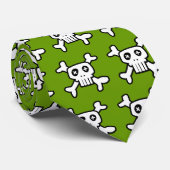 Cravate Os verts de croix de crâne (Roulé)