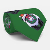 Cravate Ours de panda à Santa Hat sur Vert (Roulé)