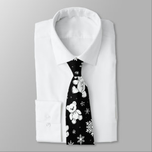 Cravate Ours en peluche blanc et motif sans couture de flo