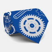 Cravate Outils Motif 01.b Bleu BG (Roulé)