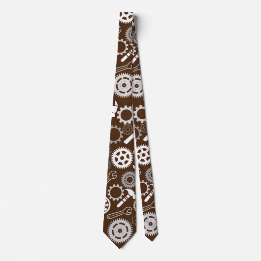 Cravate Outils Motif 01.b DBrown BG (Devant)
