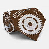Cravate Outils Motif 01.b DBrown BG (Roulé)