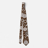 Cravate Outils Motif 01.b DBrown BG (Dos)