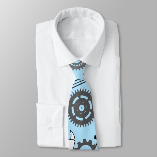 Cravate Outils Motif 01.b LBlue BG (Attaché)