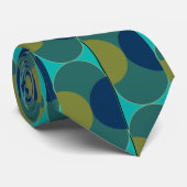Cravate Ovales et demi-cercles rétro turquoise (Roulé)