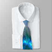 Cravate Ovation debout, fractale bleue turquoise abstraite (Attaché)