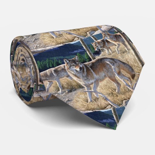 Cravate Pack de loups dans la peinture forestière (Roulé)