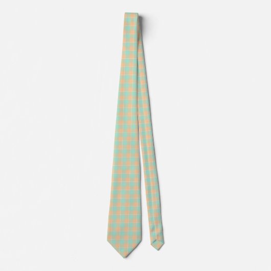 Cravate Padua Green and Corvette Peach Plaid Neck Tie (Devant)