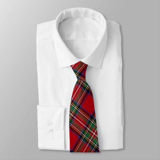 Cravate Paid Clan Stewart Green Red Check Tartan (Attaché)