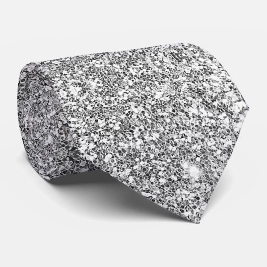 Cravate Paillette argent (Roulé)