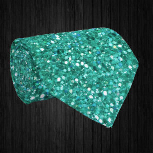 Cravate Paillettes Bleu sarcelle Faux Luxe Fantaisie 