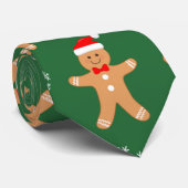 Cravate Pain d'épices de Noël Hommes sur Vert Hommes (Roulé)