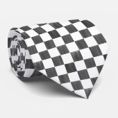 Cravate Painted Black and White Check Checkerboard Pattern (Roulé)