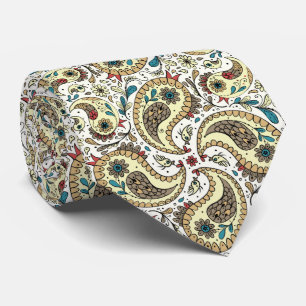 Cravate Paisers en jaune/brun et blanc