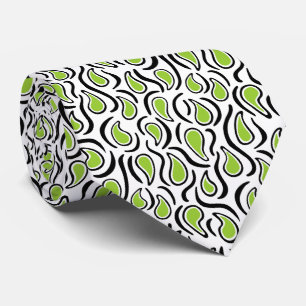Cravate Paisley Abstrait 230523 - Martian Green, B&W