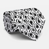 Cravate Paisley Abstrait 230523 - Noir et blanc (Roulé)