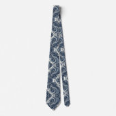 Cravate Paisley Bleu et Blanc de Luxe (Devant)