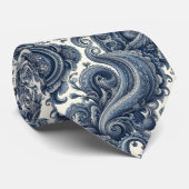 Cravate Paisley Bleu et Blanc de Luxe (Roulé)