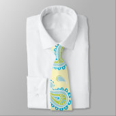 Cravate Paisley bleu sur le jaune (Attaché)