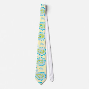 Cravate Paisley bleu sur le jaune
