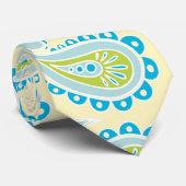 Cravate Paisley bleu sur le jaune (Roulé)