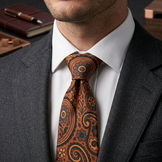 Cravate Paisley cuivre vintage