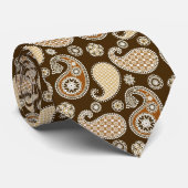 Cravate Paisley motif, Chocolat Brown et Tan (Roulé)
