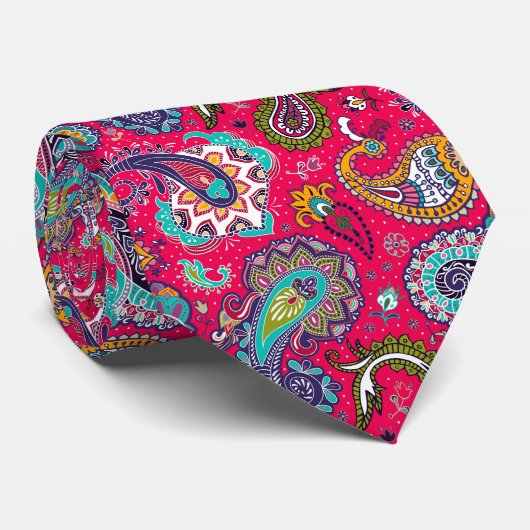Cravate Paisley rouge (Roulé)