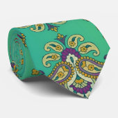 Cravate Paisley sur Vert (Roulé)