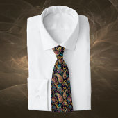 Cravate Paisley Vintage Look Black Teal Purple Monogram