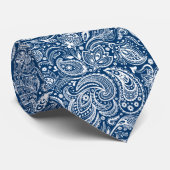 Cravate Paisson Floral Blanc Et Bleu (Roulé)