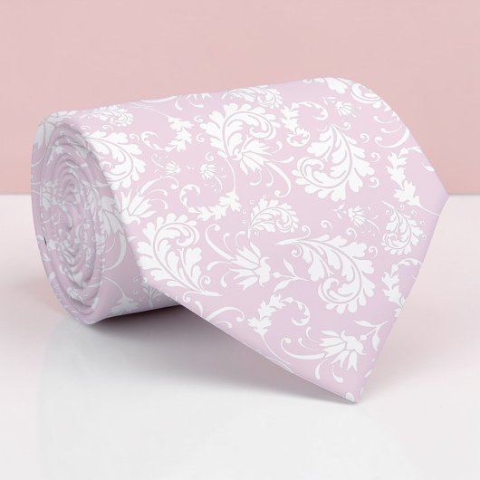Cravate Pale Pink Floral Pattern Custom Necktie