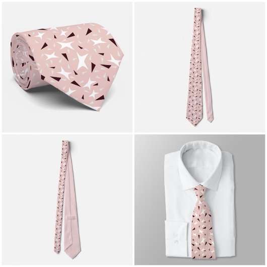 Cravate Pale Pink Geo Star & Triangle Pattern Tie