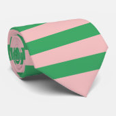 Cravate Pale rose et vert rayures | Personnalisé (Roulé)