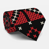 Cravate Palestine Broderie Tatreez Motif12 crm-rouge (Roulé)