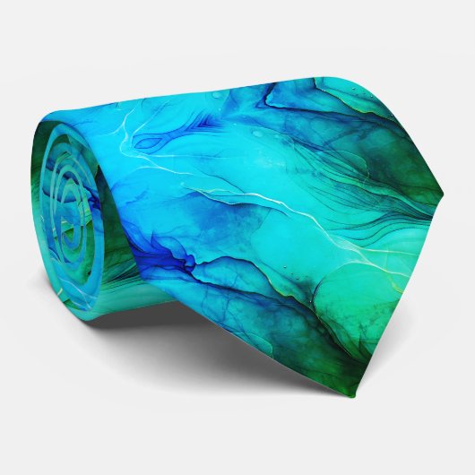 Cravate Palette de couleurs vert flamboyant gras vif moder (Roulé)