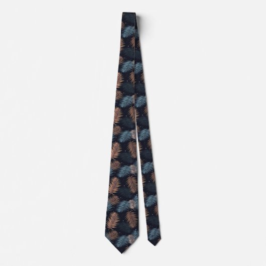 Cravate Palm feuille tropical foncé design (Devant)