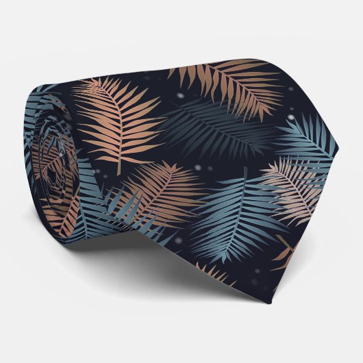 Cravate Palm feuille tropical foncé design (Roulé)