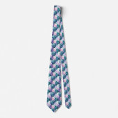 Cravate Palm Feuilles Pastel violet rose Turquoise (Devant)