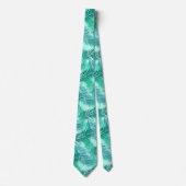 Cravate Palm Leaf Print, Turquoise, Turquoise et Aqua (Devant)