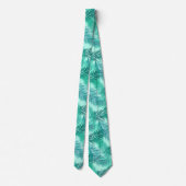 Cravate Palm Leaf Print, Turquoise, Turquoise et Aqua (Dos)