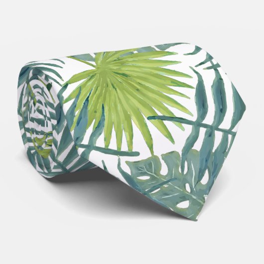 Cravate Palm Tree Fronds Peinture hawaïenne (Roulé)