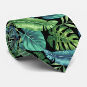 Cravate Palm vert et Turquoise Tropical Banana Monstera Fe (Roulé)